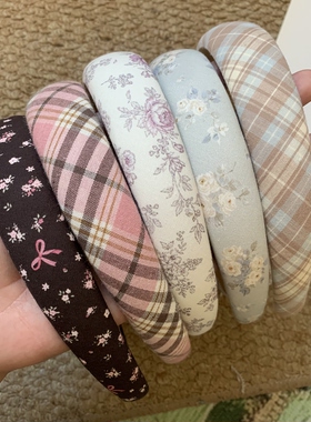 纯手工！法式碎花海绵发箍女DIY装饰宽边高颅顶头箍 温柔压发饰女
