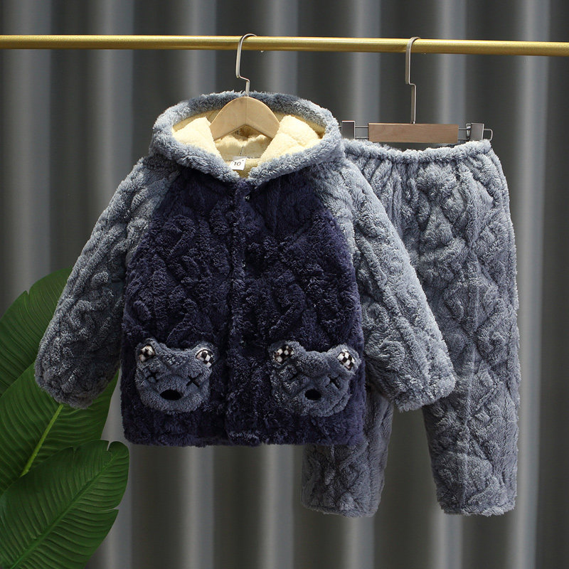 秋冬季儿童加绒连帽睡衣套装珊瑚绒男童男孩卡通小孩宝宝厚家居服,童装/婴儿装/亲子装,家居服套装,淘宝优惠券,粉丝福利购,淘宝优惠卷