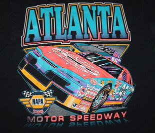 帅气ATLANTA赛车图案休闲学院风男短袖 减龄高街T恤圆领ins风 夏季