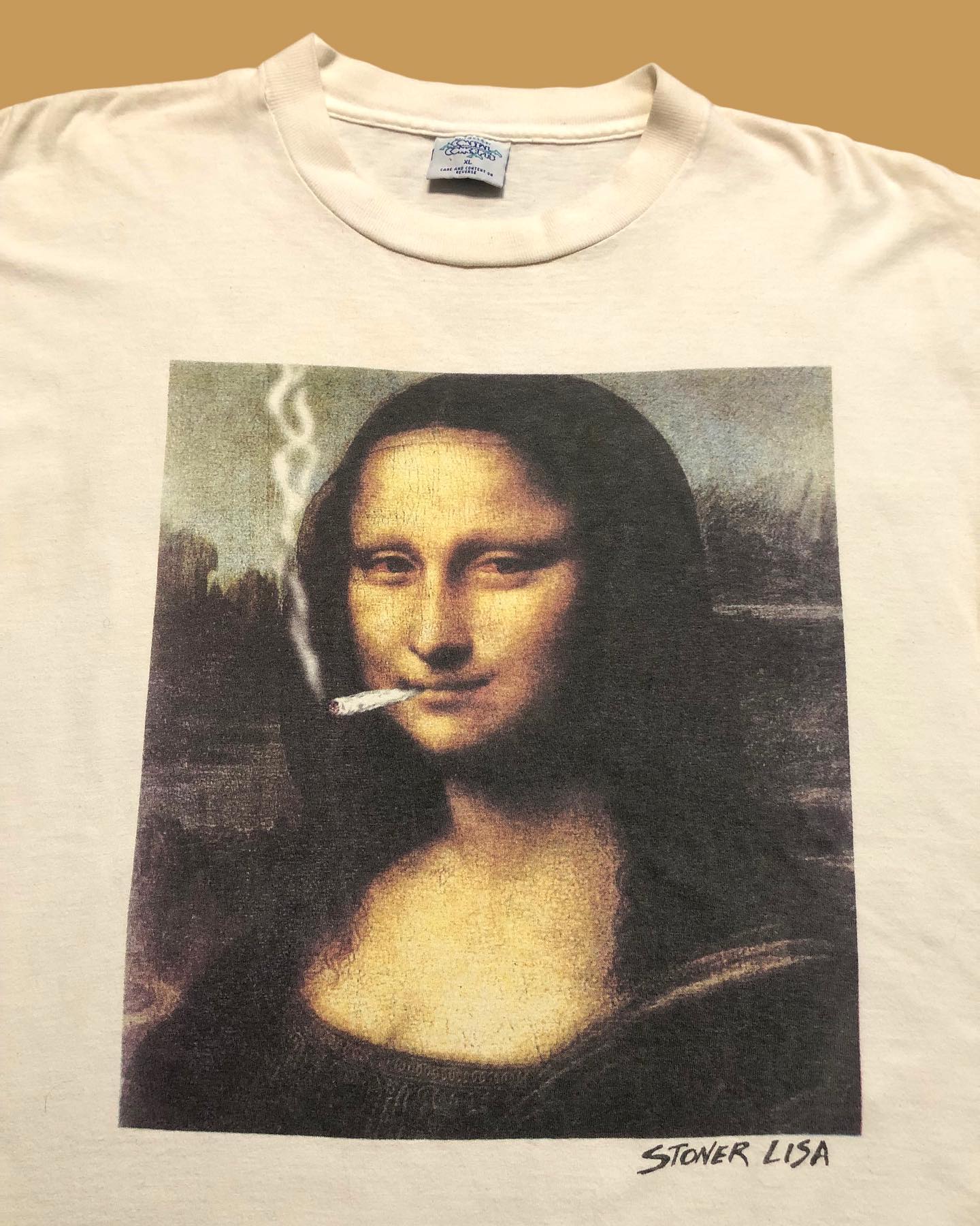 Autismss宝藏屋 Smoking Mona Lisa蒙娜丽莎白色短袖T恤T-shirt