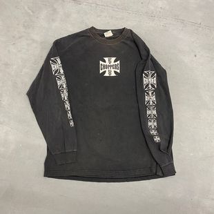 复古字母欧美oldschool痞帅休闲减龄男女摇滚风长袖 456XL T恤大码