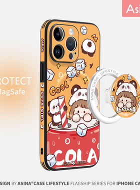 爆米花小狗女孩适用苹果15promax手机壳新ip1615Pro卡通全包12磁吸带支架13Promax高级11防摔14Pro超薄保护套