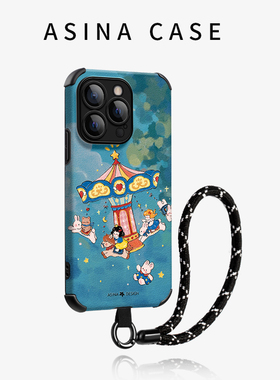 旋转木马乐园适用苹果17手机壳新ip15promax全包ip16防摔梦幻15Pro复古潮牌11高级16Promax女7/8仿皮x保护套