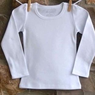 外贸秋搭配装t恤 儿童装纯白色 纯棉素色女童男童内衣打底衫春装