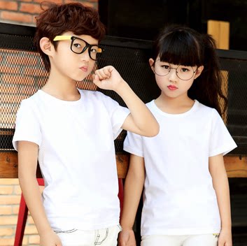 童装粉红色纯棉小孩短袖t恤