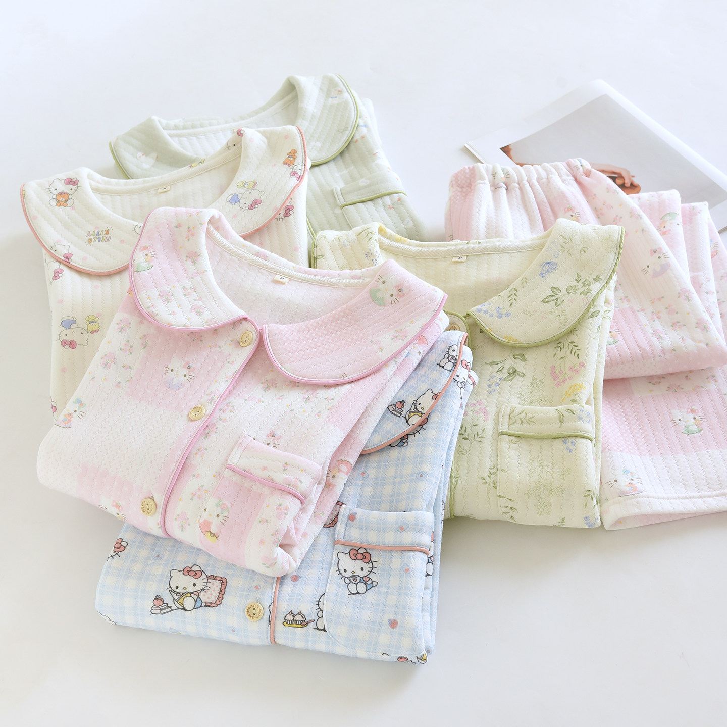 空气棉保暖秋冬娃娃领长袖睡衣女