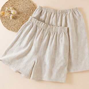 女男士 可外穿遛弯家居裤 夏季 亚麻居家短裤 宽松 薄款 情侣棉麻睡裤