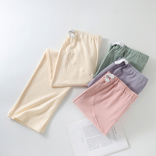 孕妇睡裤纯棉春秋冬季可调节不勒肚托腹裤孕期睡衣裤子家居裤长裤