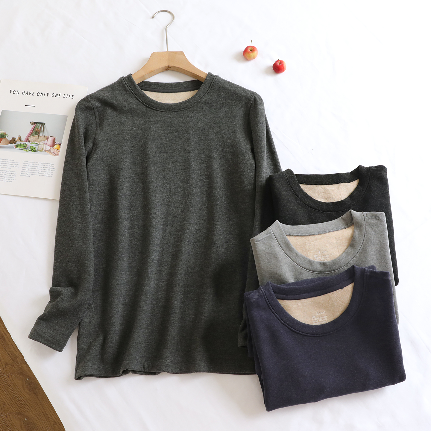 蚕丝羊绒男士加绒秋衣