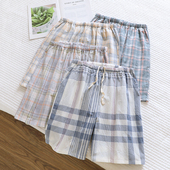 夏季 薄款 居家裤 英伦风格 大裤 男水洗纯棉短裤 宽松家居裤 衩 子睡裤
