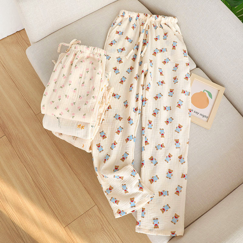 睡裤女纯棉纱布长裤家居裤睡衣裤子女单件春秋碎花薄款卡通夏季,女士内衣/男士内衣/家居服,睡裤/家居裤,淘宝优惠券,粉丝福利购,淘宝优惠卷