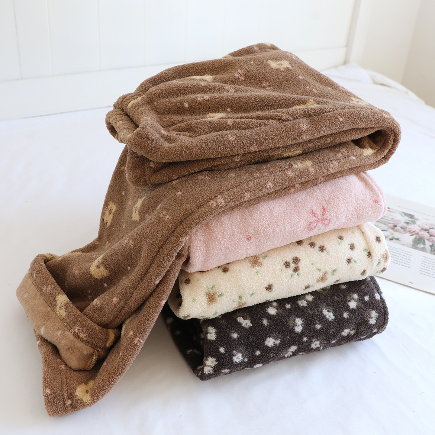 卡通印花法兰绒睡裤女士秋冬季加绒加厚珊瑚绒长裤暖暖裤家居裤