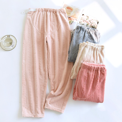 加绒保暖法兰绒孕妇裤托腹长裤