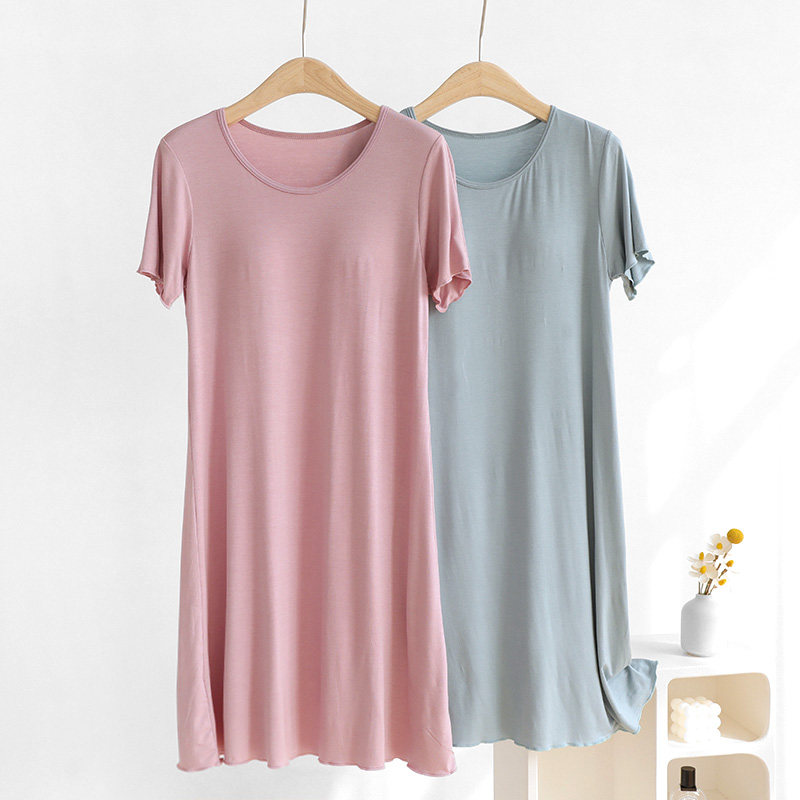 带胸垫莫代尔短袖睡裙女夏季薄款连衣裙2025年新款孕妇睡衣家居服,女士内衣/男士内衣/家居服,睡裙,淘宝优惠券,粉丝福利购,淘宝优惠卷