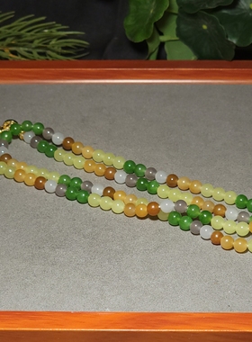 L122304 35.6克，直径6mm精选色泽搭配绚丽的和田玉多宝108项链