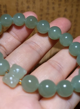 新疆的猫zg122405 26.9克，冰润冒油纯净老坑晴水圆珠手链