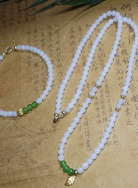 新疆的猫Z122306 14.9克高白高脂份细润老俄料羊脂白玉项链+手串