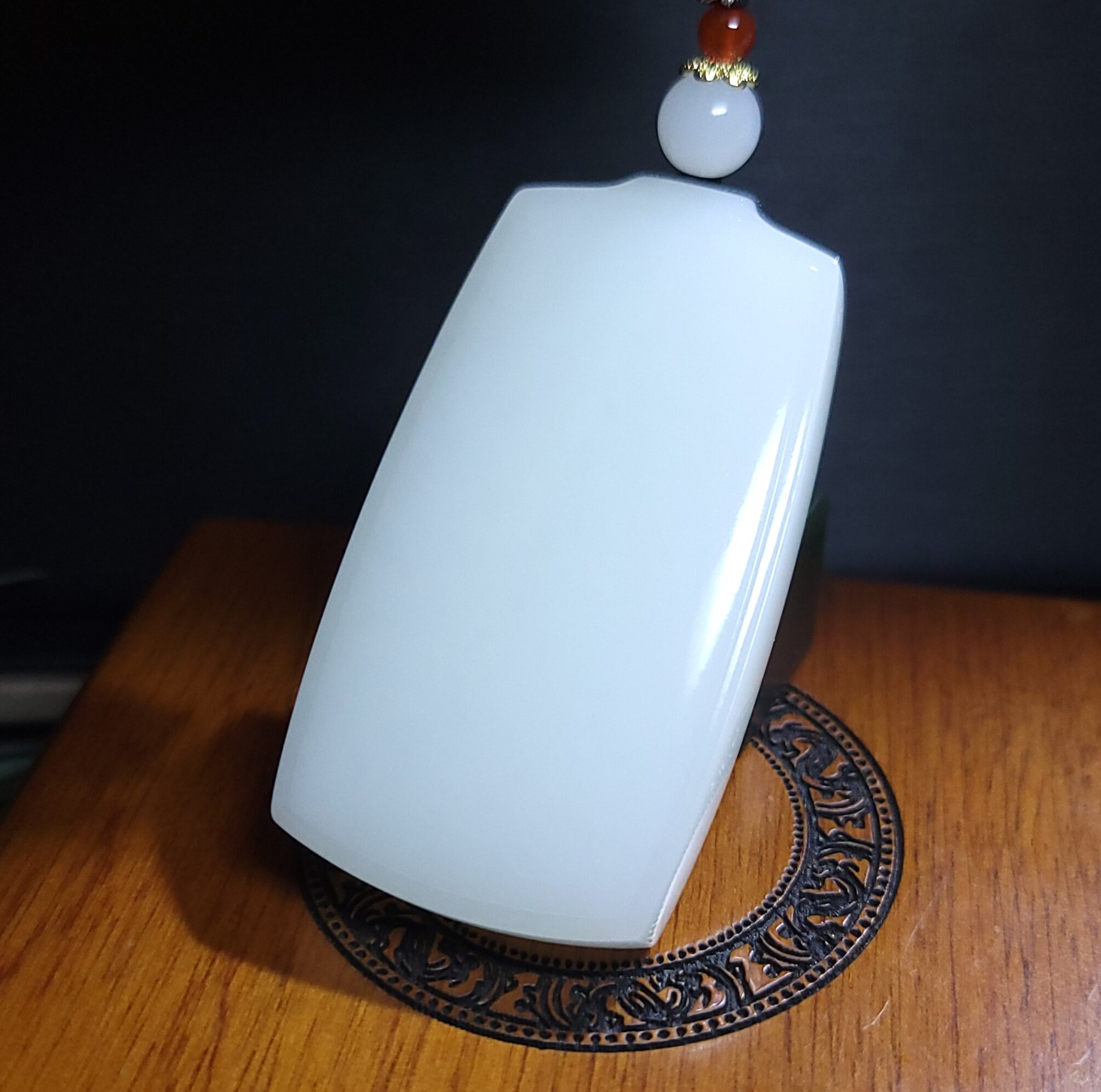 Z060406 56.9克·极浓糯细密顶品老俄料三高羊脂玉平安无事牌