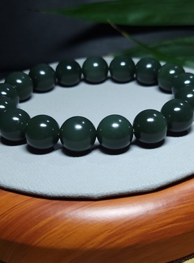 新疆的猫Z123104 44.1克R12特细冒油玉质极其醇润高品鸭蛋青手串