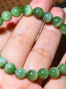 新疆的猫JJ121502  17.6克，8mm超惊艳黑羊洞夹层料碧玉手链