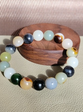 新疆的猫C121104 44.5克（18粒），油润颜色丰富的多宝圆珠手串