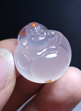 新疆的猫Z122403 8.2克，“玻璃底翡翠”感超冰莹亮俏色苏工佛