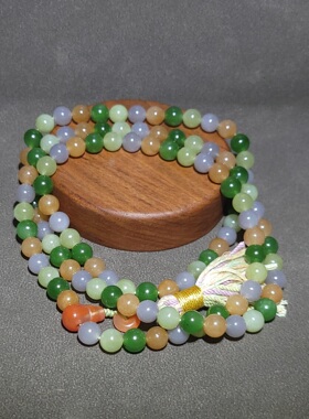 C032604新疆的猫86.5克颜色丰富多彩明亮养眼的的多宝108链子