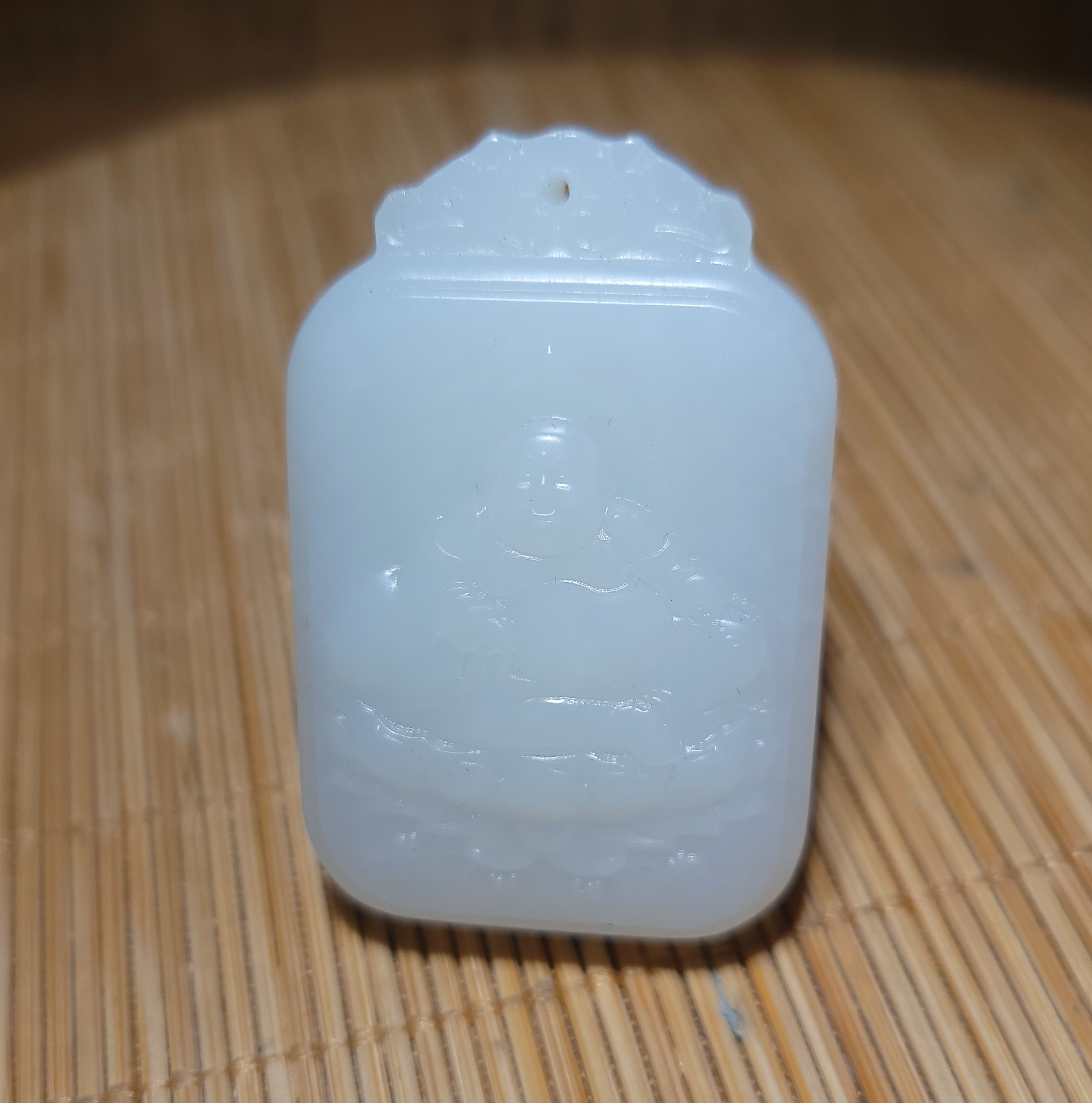 新疆的猫zg112804 39.5克润如凝脂俄籽三高羊脂白玉大肚弥勒佛牌