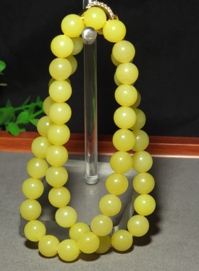 L032306 新疆的猫77.1克直径10mm色调油亮颜色纯正若羌鸡油黄项链