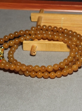 L032004新疆的猫40.0克6.5mm亮泽醉美酥栗红纯美老红糖圆珠项链