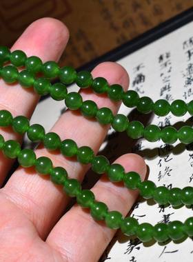 新疆的猫JJ121813  36.4克，6mm碧玉菠菜绿108颗佛珠挂链