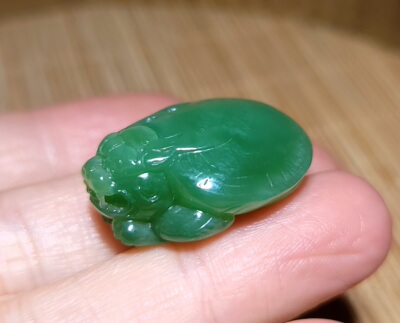 zg030302新疆的猫11.1克细润冰莹闪耀宝光碧玉猫眼龙龟挂坠和田玉