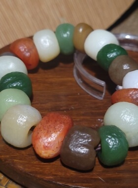 YQ032402新疆的猫122.0克抛老光色彩感佳随型仿古霸气大手串