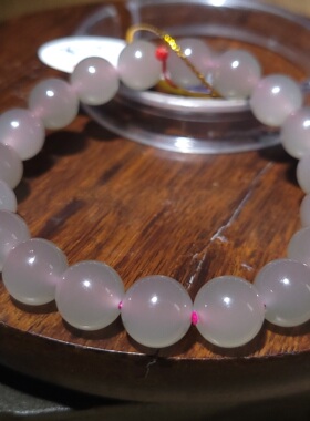 YQ022703新疆的猫27.7克10mm油亮细润美美冰润烟紫色和田玉手链