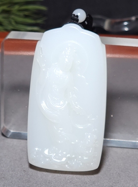 L120306 54.1克，m细润度极高的青海野牛沟三高羊脂白玉观音牌