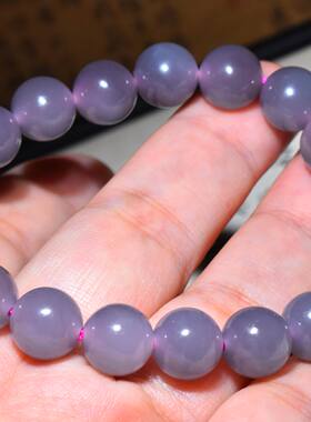 新疆的猫JJ120504  27.1克，10mm老坑粉紫烟青玉圆珠手链