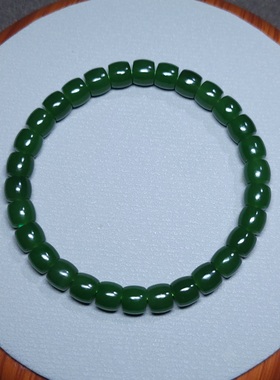 新疆的猫Z121903 17.5克，油亮浓艳无黑均匀菠菜绿碧玉归圆手串