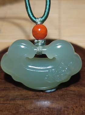 新疆的猫zg111007 12.4克含绳润油脂”冰淳亮美晴水色莲花如意锁