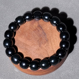 C012702新疆的猫52.8克高油脂高光感细肉黑青玉籽料老型珠手串
