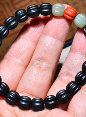 新疆的猫JJ122523  23.1克油润细腻新疆青玉山料南瓜多宝手串