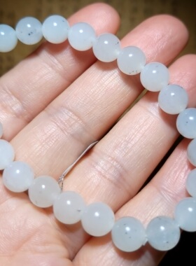 zg030408新疆的猫17.7克细润黑白分明星空点墨籽老型珠手链和田玉