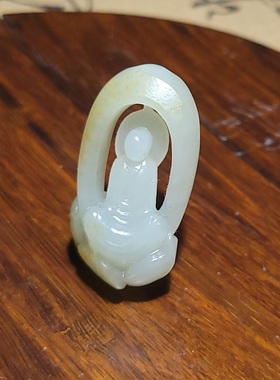 新疆的猫YQ121701 10.9克，造型气派籽料白玉精雕悟道挂坠