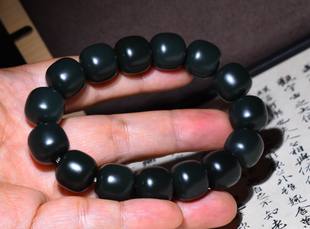 新疆的猫69.2克，13-14mm黑度好的塔县黑青老型珠手链LLK38