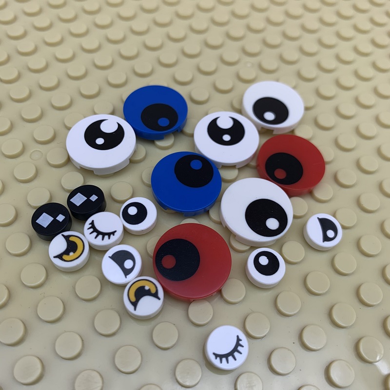 diy方头眼睛印刷moc配件益智拼装