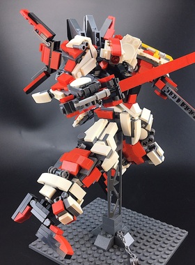 鸟叔积木原创MOC作品 红色岚隼 剑装魅影高可动机甲 原创积木