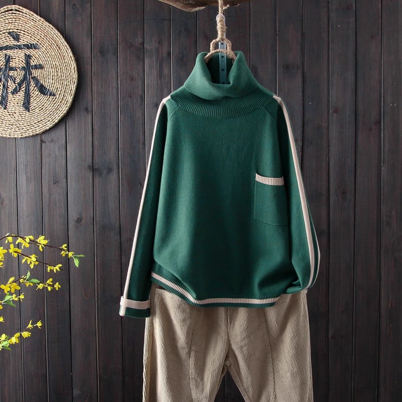 纯色高领套头打底衫通勤保暖毛衣