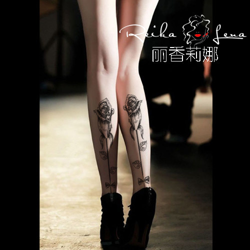文艺格调小腿绘画丝袜袜打底艺术