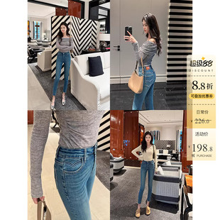 塑型提臀靴裤加绒小脚牛仔裤女秋冬高腰修身显瘦高弹力九分铅笔裤