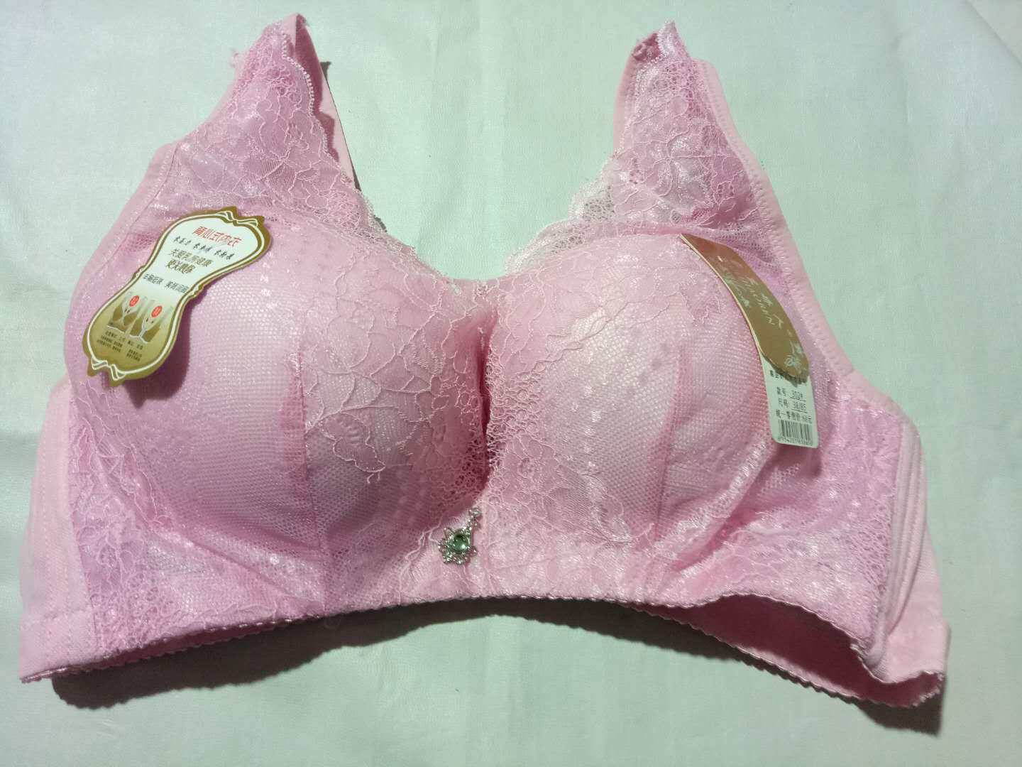 雾里娇人无钢圈文胸背心式内衣D杯蕾丝底衣大罩杯后四排扣胸罩