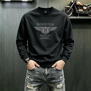 新款爆款男式加绒加厚秋冬季潮牌长袖男士卫衣圆领时尚百搭男上衣